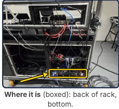Where it is (boxed): back of rack, bottom.